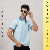 EPG MOJOVO Lycra Cotton Men's Polo T Shirt - Lite Sky Blue