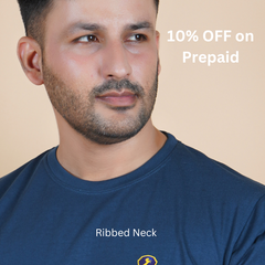 round neck detail pure cotton t shirt airforce blue deep muted blue color true color premium stitching