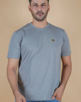 Men's Charcoal Grey Crew Neck T-Shirt - Gold Finish Cotton | EPG