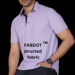 Ocean Blue Cotton Fabdot Structure Fabric Men's Classic Collar Polo