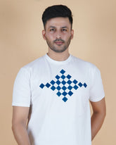 Men's Pearl White Crew Neck T-Shirt - Gold Finish Cotton | EPG