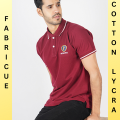 Luxotic Tipped Collar Rosewood Color Lycra Cotton Men's Polo T-shirt