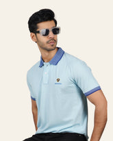 EPG MOJOVO Lycra Cotton Men's Polo T Shirt - Lite Sky Blue