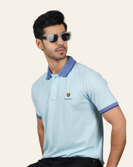 EPG MOJOVO Lycra Cotton Men's Polo T Shirt - Lite Sky Blue