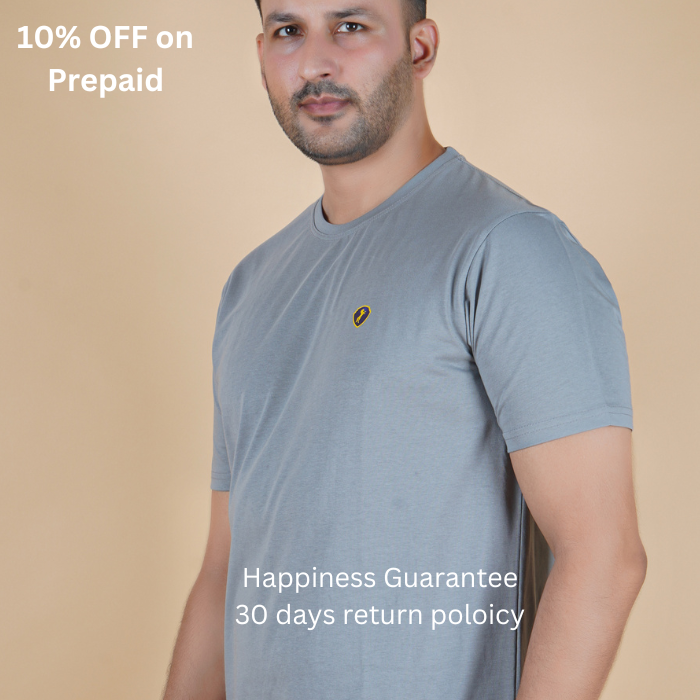 men pure cotton half sleeve round neck t shirt salmon onion pale pinkish orange light pink color right side view accurate fit true size holds shape