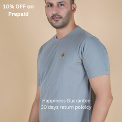 men pure cotton half sleeve round neck t shirt salmon onion pale pinkish orange light pink color right side view accurate fit true size holds shape