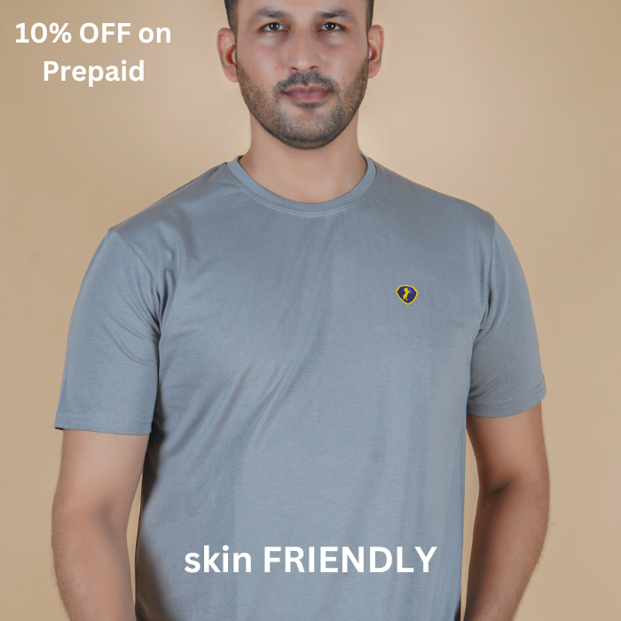 men half sleeve pure cotton round neck t shirt salmon onion pale pinkish orange light pink color soft breathable gold finish true fabric true color