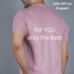 men salmon onion pale pinkish orange light pink color pure cotton half sleeve round neck t shirt back view true size durable fabric won’t deform