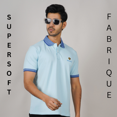 EPG MOJOVO Lycra Cotton Men's Polo T Shirt - Lite Sky Blue