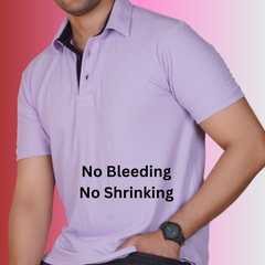 Ocean Blue Cotton Fabdot Structure Fabric Men's Classic Collar Polo