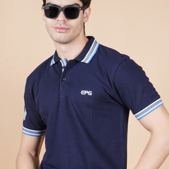 EPG Pure Cotton Men's Polo ( Collar ) T Shirt - Navy Blue