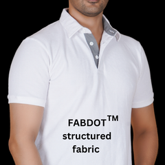 Pastel Creame Cotton Fabdot Structure Fabric Men's Classic Collar Polo