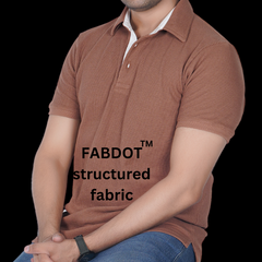 Coffee Latte Cotton Fabdot Structure Fabric Men's Classic Collar Polo
