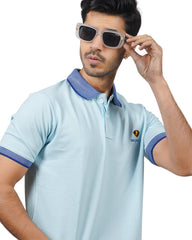 EPG MOJOVO Lycra Cotton Men's Polo T Shirt - Lite Sky Blue
