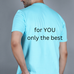 men sky blue light blue color pure cotton half sleeve round neck t shirt back view true size durable fabric won’t deform