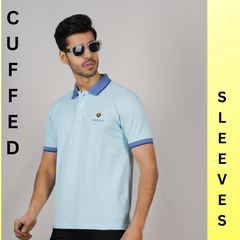 EPG MOJOVO Lycra Cotton Men's Polo T Shirt - Lite Sky Blue