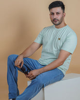 Men's Pistachio Crew Neck T-Shirt - Gold Finish Cotton | EPG