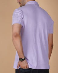 Ocean Blue Cotton Fabdot Structure Fabric Men's Classic Collar Polo