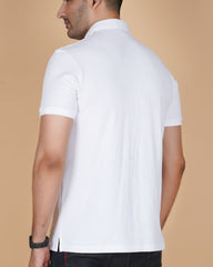 Pastel Creame Cotton Fabdot Structure Fabric Men's Classic Collar Polo