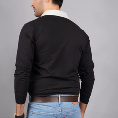 Men's Cotton Lycra Full sleeve T-shirt - Black