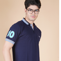 EPG Pure Cotton Men's Polo ( Collar ) T Shirt - Navy Blue