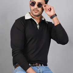 Men's Cotton Lycra Full sleeve T-shirt - Black