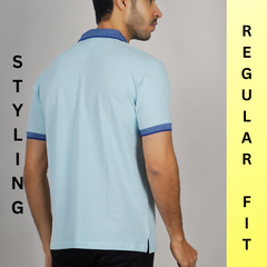 EPG MOJOVO Lycra Cotton Men's Polo T Shirt - Lite Sky Blue