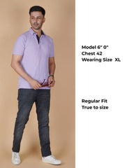 Ocean Blue Cotton Fabdot Structure Fabric Men's Classic Collar Polo
