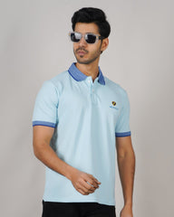 EPG MOJOVO Lycra Cotton Men's Polo T Shirt - Lite Sky Blue