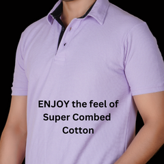 Ocean Blue Cotton Fabdot Structure Fabric Men's Classic Collar Polo