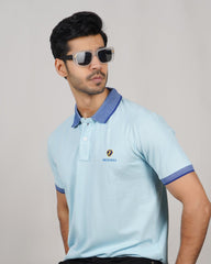 EPG MOJOVO Lycra Cotton Men's Polo T Shirt - Lite Sky Blue