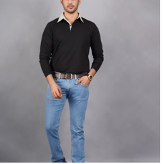 Men's Cotton Lycra Full sleeve T-shirt - Black