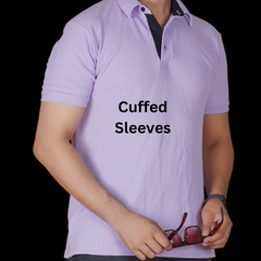 Ocean Blue Cotton Fabdot Structure Fabric Men's Classic Collar Polo