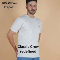 left side view men pure cotton half sleeve round neck t shirt lite gray light grey color accurate fit true size holds shape