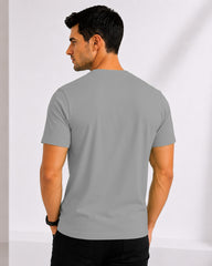 Men's Charcoal Grey Crew Neck T-Shirt - Gold Finish Cotton | EPG