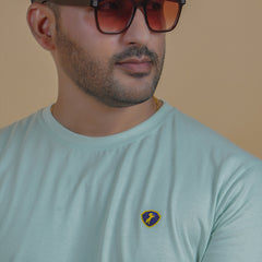 round neck detail pure cotton t shirt pistachio light yellow green color true color premium stitching