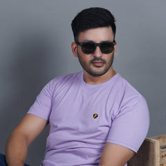 half sleeve detail pure cotton round neck t shirt lilac soft purple color soft stretch durable true fabric