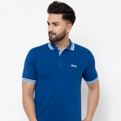 EPG Cotton Men's Polo ( Collar ) T Shirt - Potomac ( Royal ) Blue