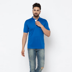 EPG Dry Fit (Polyester) Mandarin Collar Men's Sports T shirt - Royal Blue color