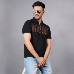 EPG Half Sleeve's Pure Cotton Men's Polo T Shirt - Black