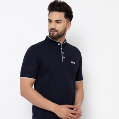 EPG Pure Cotton Men's Collar Cotton T-shirt - Black