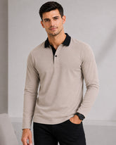 EPG Men's Cotton Lycra Full Sleeve Polo T Shirt - Grey