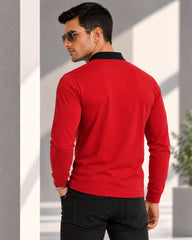 Ruby Red Full Sleeve Men's Polo
