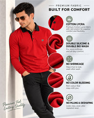 Ruby Red Full Sleeve Men's Polo