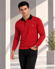 Ruby Red Full Sleeve Men's Polo