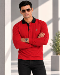 Ruby Red Full Sleeve Men's Polo