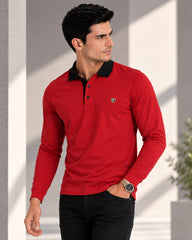 Ruby Red Full Sleeve Men's Polo