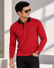 Ruby Red Full Sleeve Men's Polo
