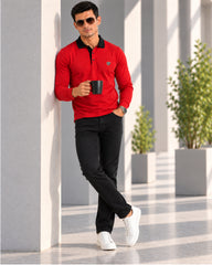 Ruby Red Full Sleeve Men's Polo