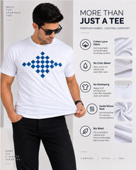 Men's Pearl White Crew Neck T-Shirt - Gold Finish Cotton | EPG